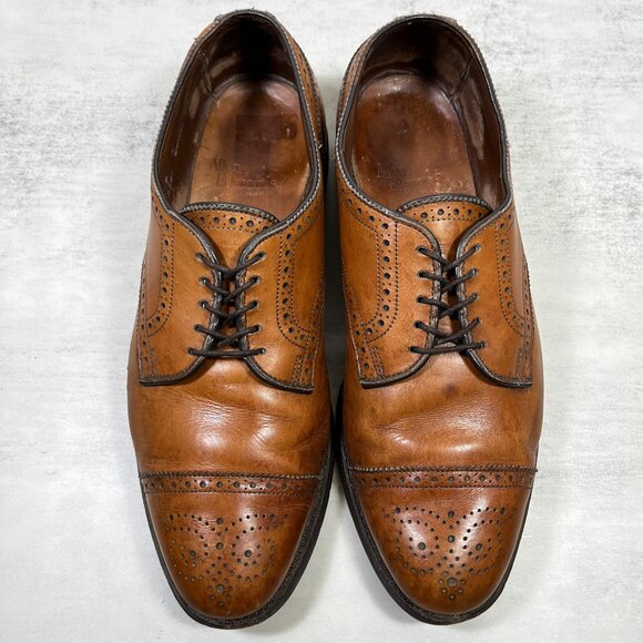 Allen Edmonds Sanford Medallion Brogue Cap Toe Derby Shoes - Men's Size 9 D - Picture 5 of 12
